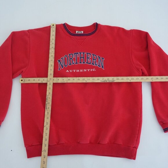 Vintage Northern Reflections Red Navy 100% Cotton Crewneck Varsity Sweater XL - Picture 3 of 10